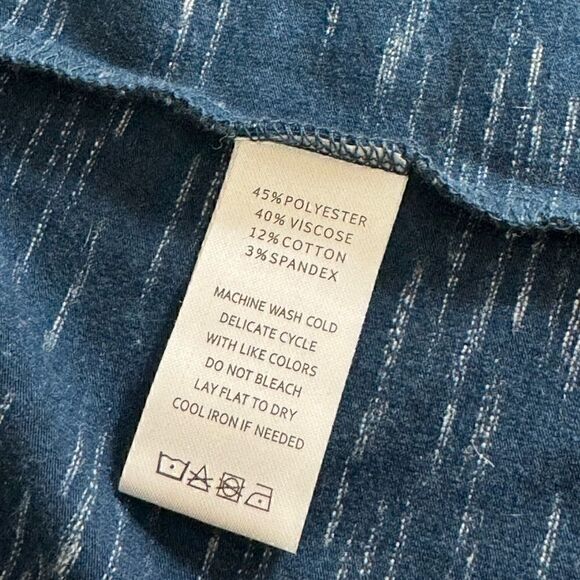 Lilla P Dress Womens Size Medium Maxi front slit Navy Blue space Dye Minimalist - Picture 10 of 12